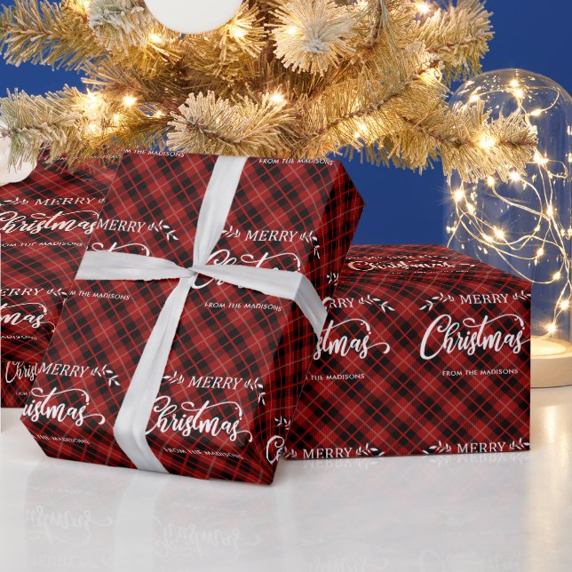 Personalized Christmas Plaid Wrapping Paper (Holidays)