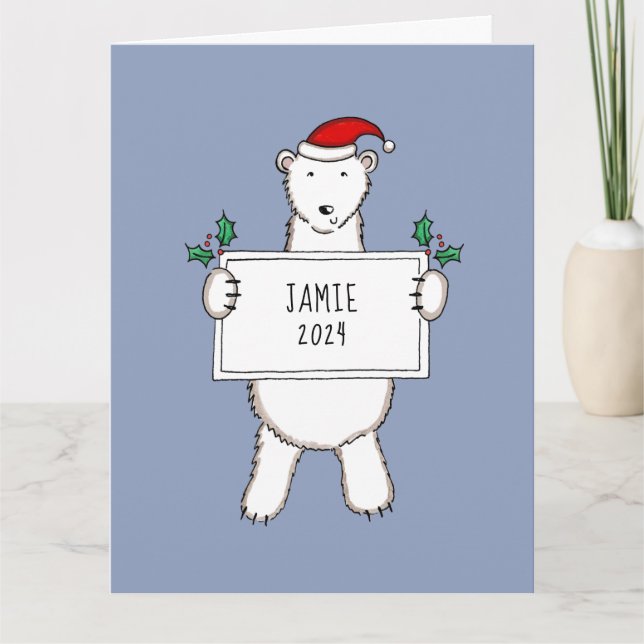Personalized Christmas Polar Bear Baby Card (Front)