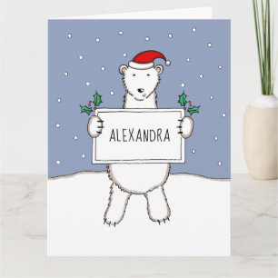 Personalized Christmas Polar Bear Card