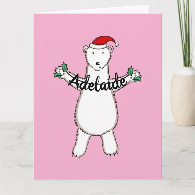 Personalized Christmas Polar Bear Card (Front)