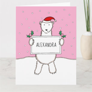 Personalized Christmas Polar Bear  Card