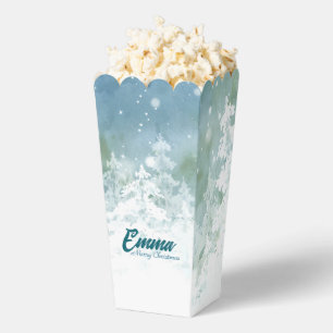 Personalized Christmas Popcorn Box - Teal Winter