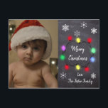 Personalized Christmas Postcard Chalkboard Style<br><div class="desc">Personalized Christmas Postcard Chalkboard Style with snowflakes and an antique truck carrying a Christmas tree.</div>