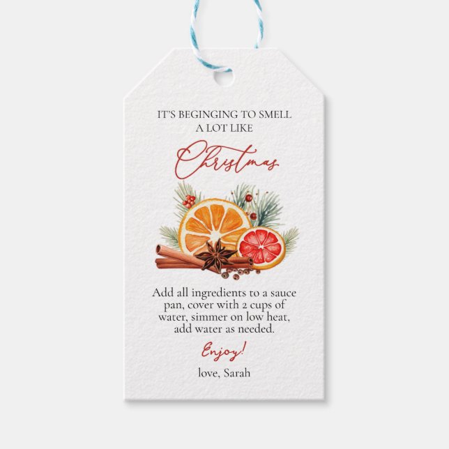 Personalized Christmas Potpourri Recipe Gift Tag (Front)