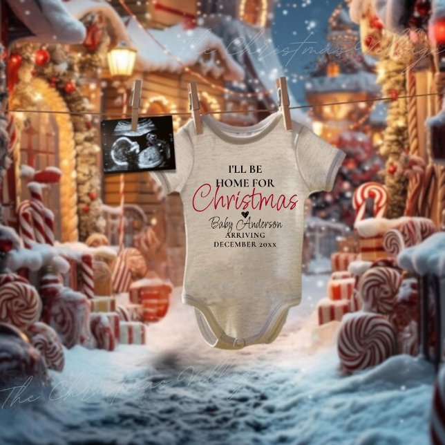 Personalized Christmas Pregnancy Announcement  Baby Bodysuit (Creator Uploaded)