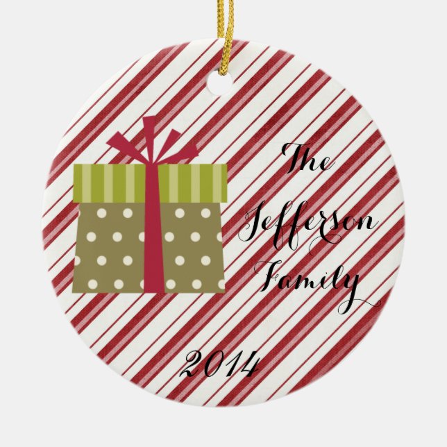 Personalized Christmas Present Family Ornament (Front)