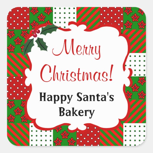 Personalized Christmas Quilt Sticker (Front)