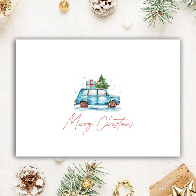 Personalized Christmas Realtor Watercolor Cute Car Holiday Card (Creator Uploaded)