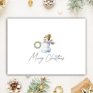 Personalized Christmas Realtor Watercolor Snowman Holiday Card