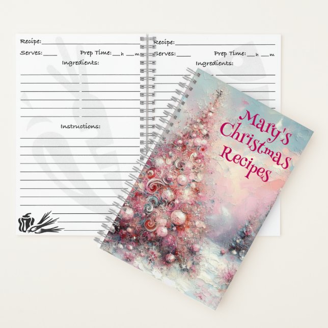 Personalized Christmas Recipe Book Ornament Art (Inside)