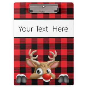 Personalized Christmas Red and Black Buffalo Check Clipboard