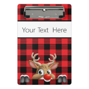 Personalized Christmas Red and Black Buffalo Check Mini Clipboard