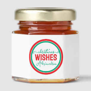 Personalized Christmas Red and Green Design Honey Jar Favors