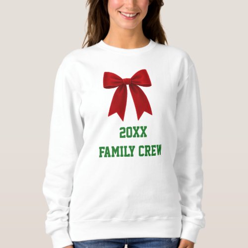 Personalized Christmas Red Bow Classic Holly White Sweatshirt