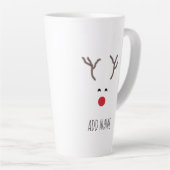 Personalized Christmas Red Nose Reindeer White Latte Mug (Right Angle)