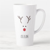Personalized Christmas Red Nose Reindeer White Latte Mug (Right)
