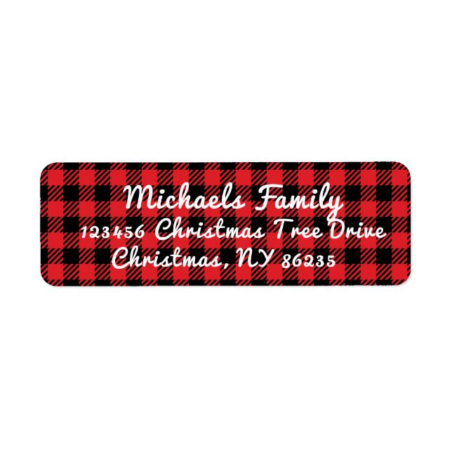 Personalized Christmas Red Plaid Address Labels (Front)
