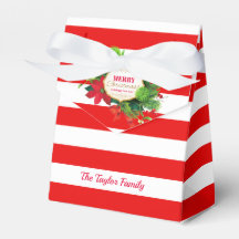 Personalized Christmas Red Striped Favor Box