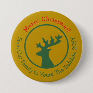 Personalized Christmas Reindeer Button