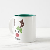 Personalized Christmas Reindeer Face Christmas Mug (Front Left)