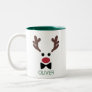Personalized Christmas Reindeer Face Christmas Two-Tone Coffee Mug