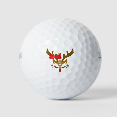 Personalized Christmas Reindeer Face Golf Balls
