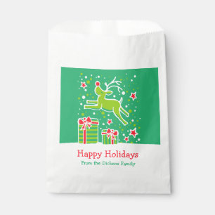 Personalized Christmas reindeer gift favor bags