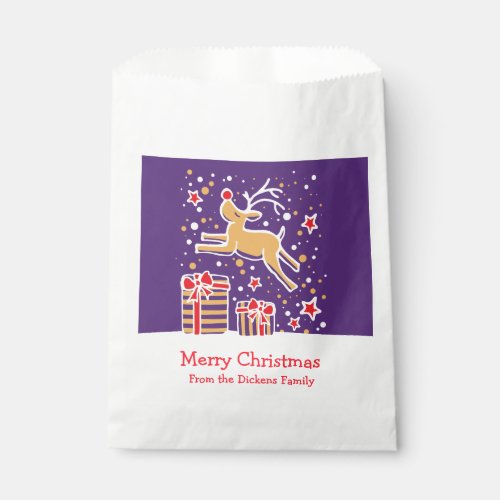 Personalized Christmas reindeer gift favor bags