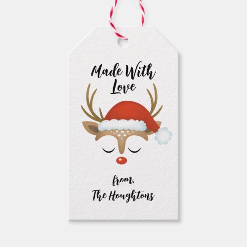 Personalized Christmas Reindeer Made With Love Gift Tags