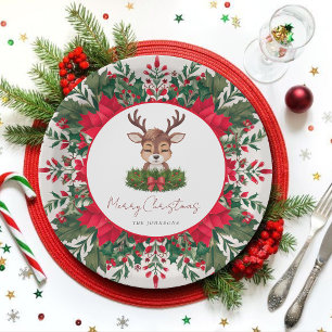 Personalized Christmas reindeer Paper Plates