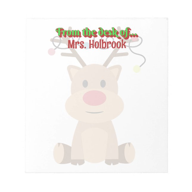 Personalized Christmas Reindeer with lights  Notepad (Front)