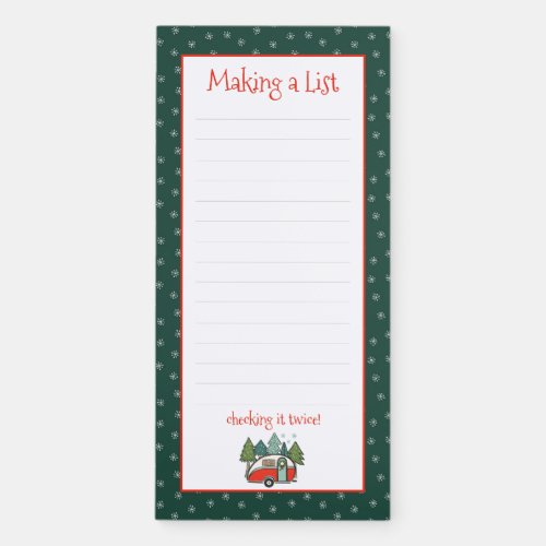 Personalized Christmas Retro Camper Magnetic Notepad