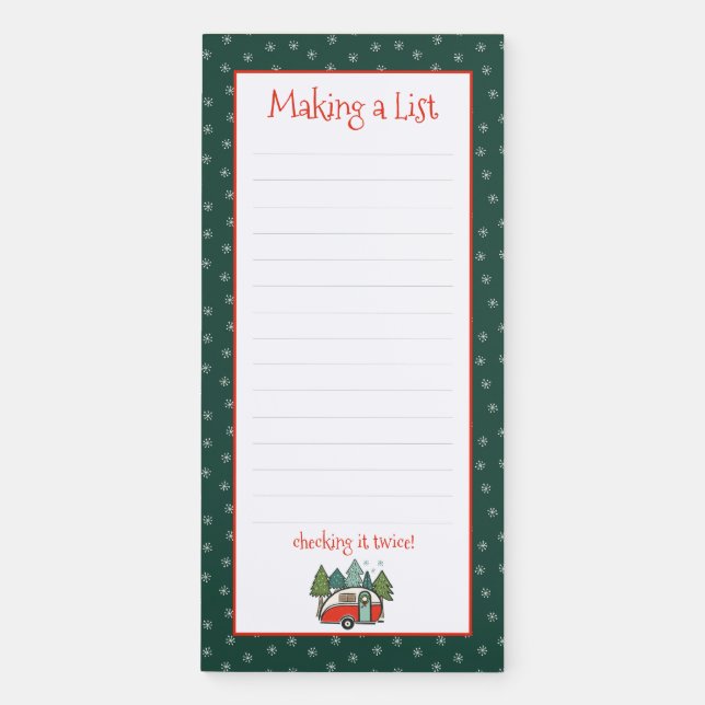 Personalized Christmas Retro Camper Magnetic Notepad (Front)