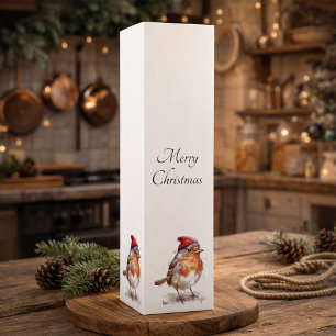 Personalized Christmas Robin Holiday Keepsake Wine Box