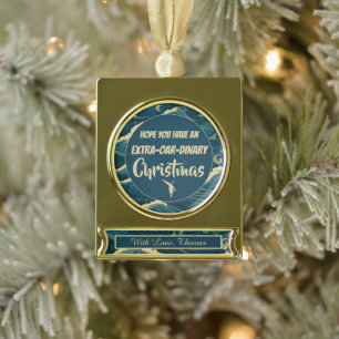 Personalized Christmas rowing funny Gold Plated Banner Ornament