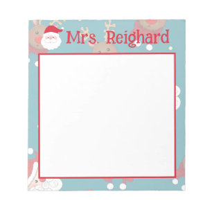 Personalized Christmas Santa and Reindeer Notepad