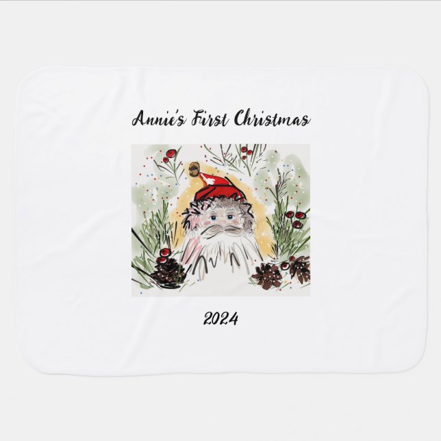 Personalized Christmas Santa Baby Blanket (Horizontal)