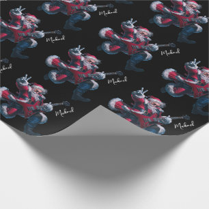 Personalized Christmas Santa Claus Guitar Player Wrapping Paper