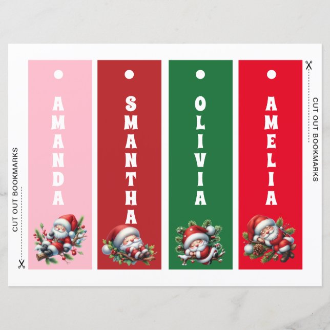 Personalized Christmas Santa Claus Kids Bookmarks (Front)