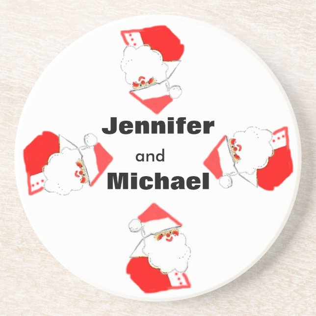 Personalized Christmas Santa Drink Coaster (Front)