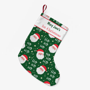 Personalized Christmas Santa Green Kids Small Christmas Stocking