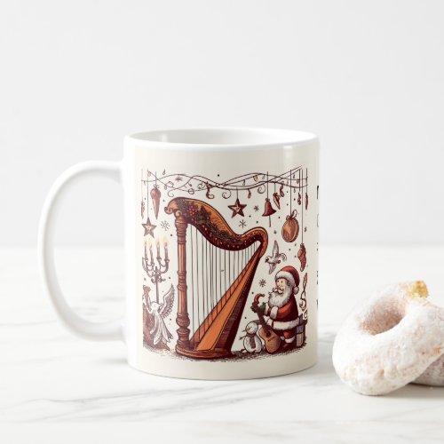 Personalized Christmas Santa Harp Mug