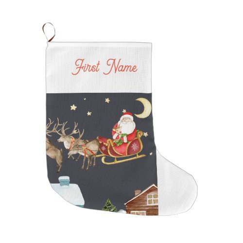 personalized Christmas santa is coming stocking