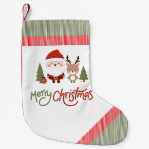 Personalized Christmas Santa & Reindeer Small Christmas Stocking