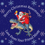 Personalized Christmas Santa Riding Dinosaur Wrapping Paper<br><div class="desc">Our Santa riding a dinosaur design is perfect for any child (or adult!) who loves dinosaurs. We also offer customization options,  so you can add your own personal touch to each gift.</div>