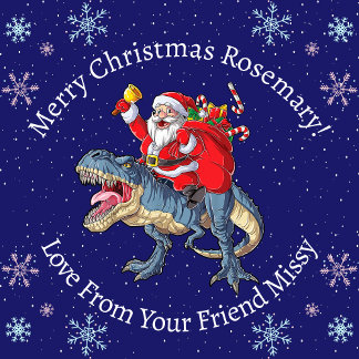 Personalized Christmas Santa Riding Dinosaur Wrapping Paper