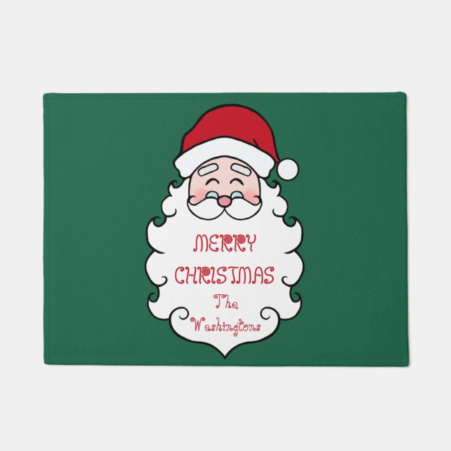 Personalized Christmas Santa Welcome Doormat Rug (Front)