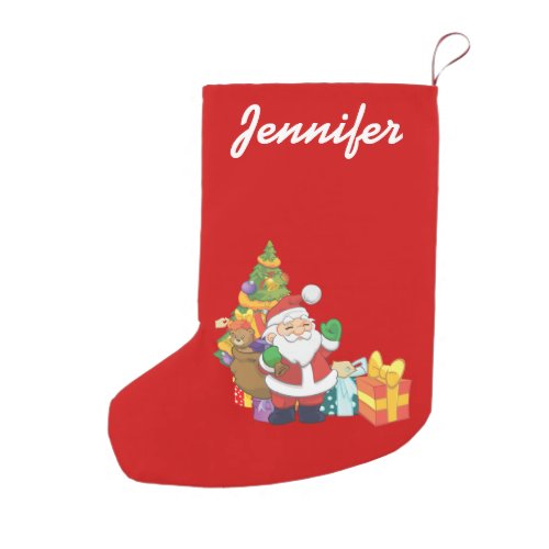 Personalized Christmas Santa with a Sack of Gifts Small Christmas Stocking