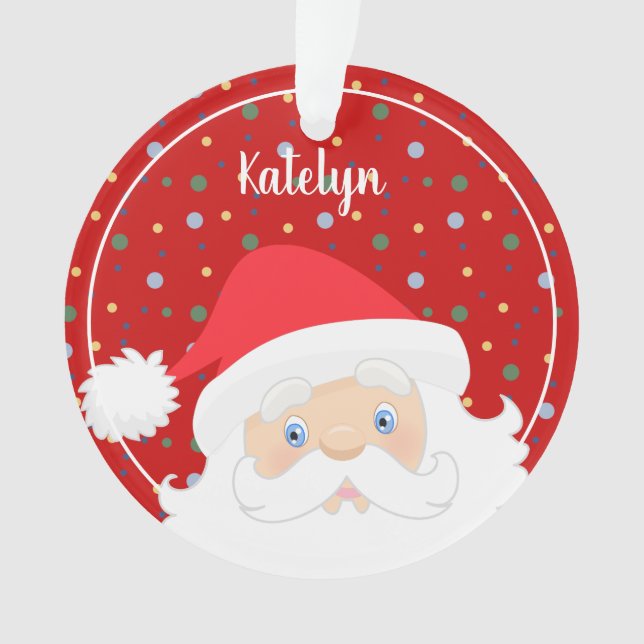Personalized Christmas Santa Year Ornament (Front)