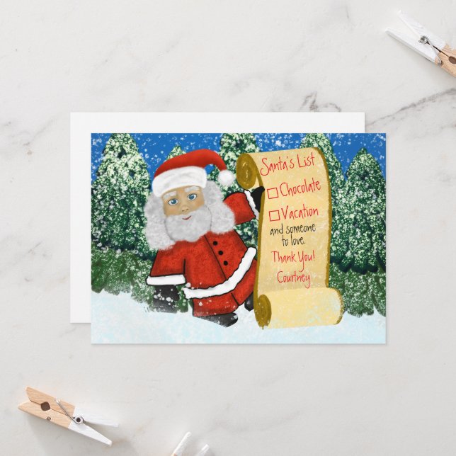 Personalized Christmas Santa's List Of Gifts Invitation (Front/Back In Situ)
